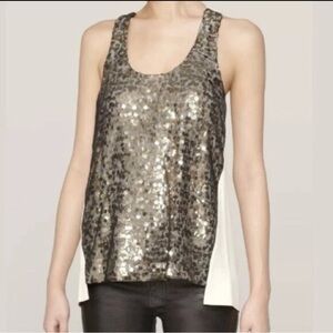 rag & bone black and cream sequin racer back tank